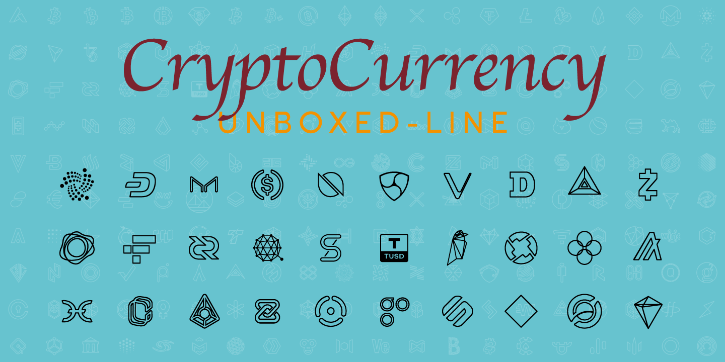 Beispiel einer Cryptocurrency Box Line-Schriftart